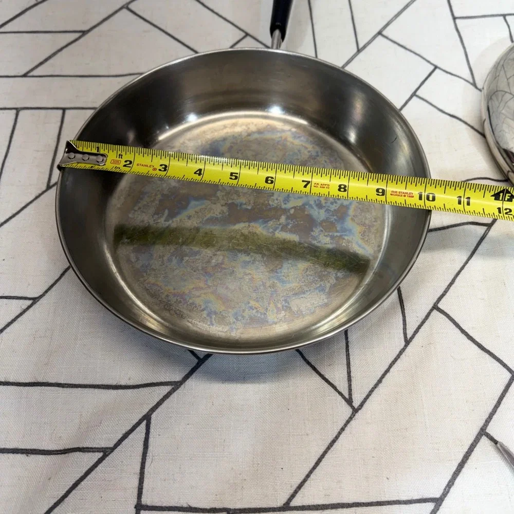 Revere Ware Skillet 10in Silver Copper Bottom Vintage 1801 Frying Pan with Lid